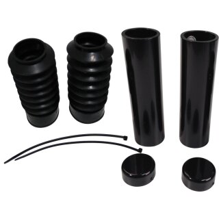 6-Piece Fork Covers with lower Fork Rubbers Without Cult-Werk Logo Black Gloss Powder Coated