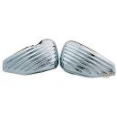 Ribbed Oil Tank &amp  Battery Side Cover Chrome