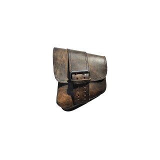 Solo Swingarm Saddle Bag with Front Wide Strap Rustic Brown Left