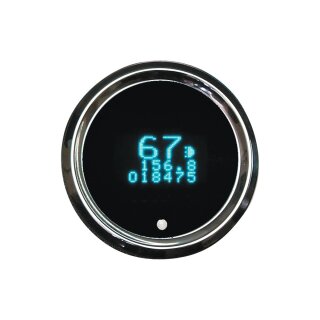 Round Mini Speedo/Tacho Combo Instrument Scale: 255 mph; 255 km/h; Scale Color: black Chrome 52.3875 mm