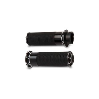 Beveled Fusion Grips Black 1" Anodized Throttle By Wire