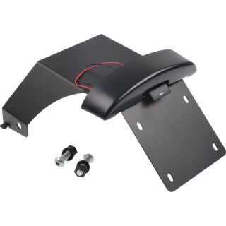 Fat Bob License Plate Bracket Kit with License Plate Light Black Powder Coated