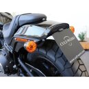 Fat Bob License Plate Bracket Kit with License Plate Light Black Powder Coated