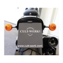 Fat Bob License Plate Bracket Kit with License Plate Light Black Powder Coated