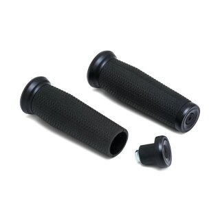 Thresher Open Ends Grips Open grip ends with bar mounted end caps Black 7/8" Satin Cable operated Throttle By Wire