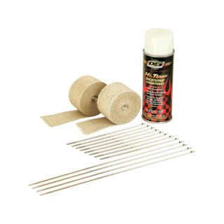 Exhaust Wrap Tan with White HT Silicone Coating Exhaust Wrap & Silicone Coating Kit Beige