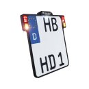 ALL-INN 2.0 License Plate Base Plate Turn Signal/Brake Light/Taillight and License Plate Light, German Size 220x200mm Black Anodized