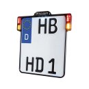 ALL-INN 2.0 License Plate Base Plate Turn Signal/Brake Light/Taillight and License Plate Light, German Size 220x200mm Black Anodized