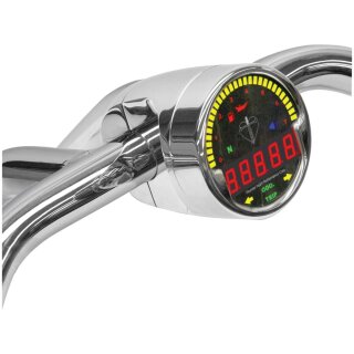 Digital Handlebar Gauge Scale: km/h; mph; Scale Color: black Chrome 69.85 mm