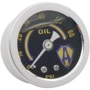 Arlen Ness, 1-1/2" oil pressure gauge. Yellow