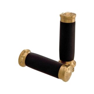 Tracker Grip Set Black Brass 1" Polished Throttle By Wire