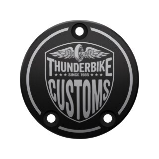 New Custom Point Cover 3-hole, with Thunderbike Logo Black Anodized