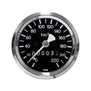 60mm Basic Speedometer Scale: 120 mph; Scale Color: white Chrome 60.0 mm
