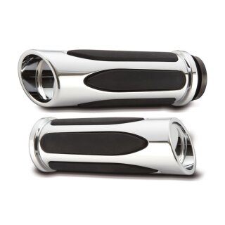 Arlen Ness, billet Deep Cut Comfort grips. Chrome