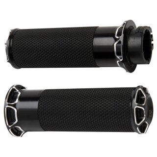 Beveled Fusion Grips Black 1" Anodized Cable operated