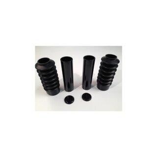 6-Piece Fork Covers with lower Fork Rubbers Without Cult-Werk Logo Black Gloss Powder Coated