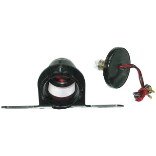 Classic Round Taillight with License Plate Bracket Chrome Black Dual Filament