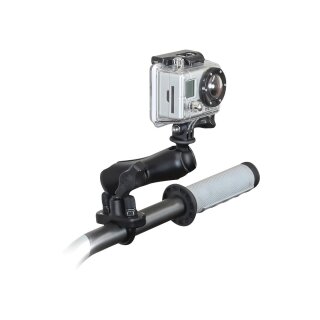 RAM Handlebar Rail Mount, Zinc Coated U-Bolt & 1" Diameter Ball With Custom Gopro Hero Adapter