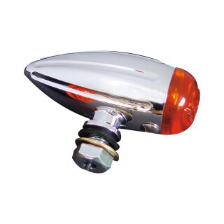Micro Bullet Notch Turn Signal with Milling Chrome Grooved Amber Halogen