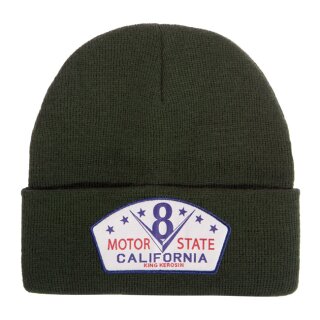 King Kerosin V8 Motor State California beanie green