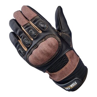 Biltwell Bridgeport Motorrad Handschuhe Leder Textil braun choco CE