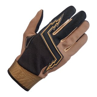Biltwell Baja Motorrad Handschuhe Leder Textil chocolate braun CE