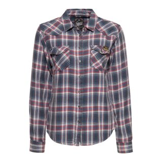 Queen Kerosin Acid checkered shirt navy/bordeaux