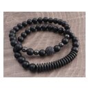 Amigaz Agate and Gunmetal Plated Hemalite strech bracelet