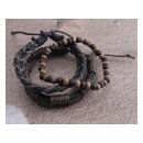 Amigaz Rope Sliders & Wood Bead bracelet brown