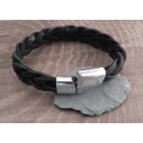 Amigaz Leather Braided bracelett with bar clamp black