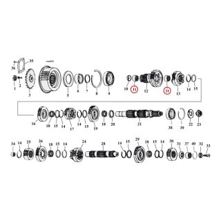 JIMS, needle bearing, mainshaft 5th gear