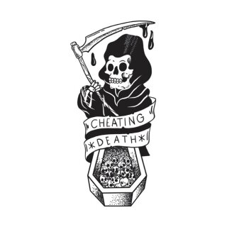 Down-n-Out Cheating Death reaper sticker