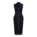 Queen Kerosin Western Denim Pencil Dress dark blue wash