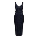 Queen Kerosin Workwear Denim Pencil Dress dark blue wash