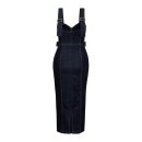 Queen Kerosin Workwear Denim Pencil Dress dark blue wash