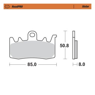 Moto-Master RoadPro front brake pads. Sintered