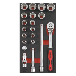 Sonic, 1/2" drive socket set. 20-piece. US/SAE sizes