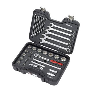 Sonic, combination socket/wrench set 1/2, 34-piece. US/SAE