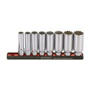 Sonic, deep socket rail set 3/8". 8-piece. US/SAE