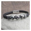 Amigaz Skull Head Leather Braid Bracelet