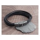 Amigaz Leather Multi Strand T-Clamp Bracelet 8" black