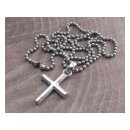 Amigaz Bar Cross  Pendant on 30" Stainles Steel Ball...