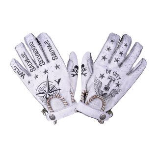By City Second Skin Tattoo Motorrad Handschuhe Leder weiß