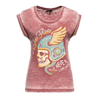 Queen Kerosin Ride Free T-shirt wine red