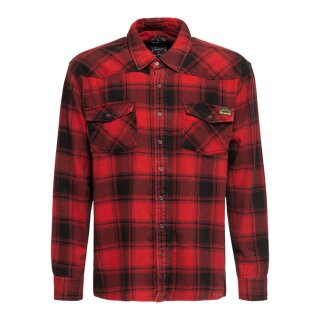 King Kerosin Acidwashed check shirt black/red