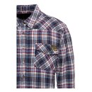 King Kerosin Acidwashed check shirt navy/bordeaux