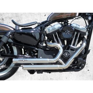 Top Chopp Staggered Exhaust System , Without Heat Shield, Polished Smooth End Cap, 2,5" Polished