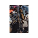 6-Piece Fork Covers with lower Fork Rubbers Long Version, without Cult-Werk Logo, relocated OEM Front Turn Signal Position Gloss Black Powder Coated
