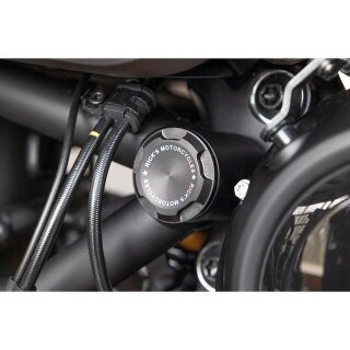 Premium Swing Arm Axle Cover with Ricks Logo Black Satin