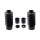 6-Piece Fork Covers with lower Fork Rubbers Short Version, with Cult-Werk Logo, with OEM Headlamp Mask and relocated OEM Front Turn Signals Black Gloss Powder Coated